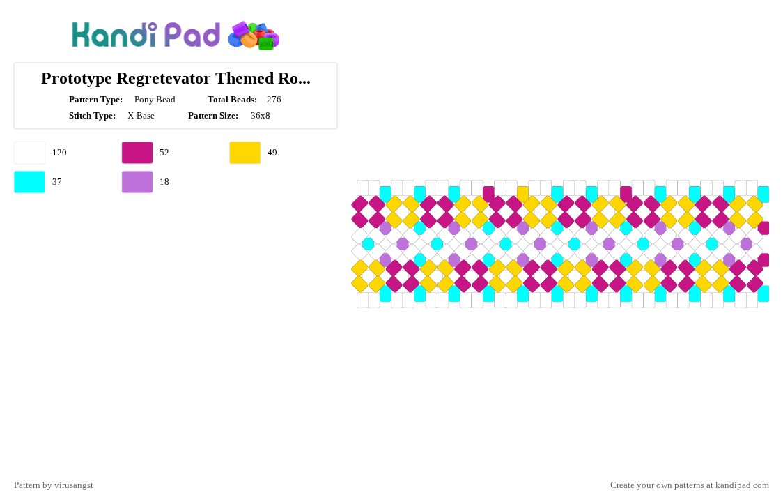 Prototype Regretevator Themed Rotator(P1) - Pony Bead Pattern by virusangst on Kandi Pad - pink,prototype,regretevator,rotator,xbase,pastel,robot,gooseworx
