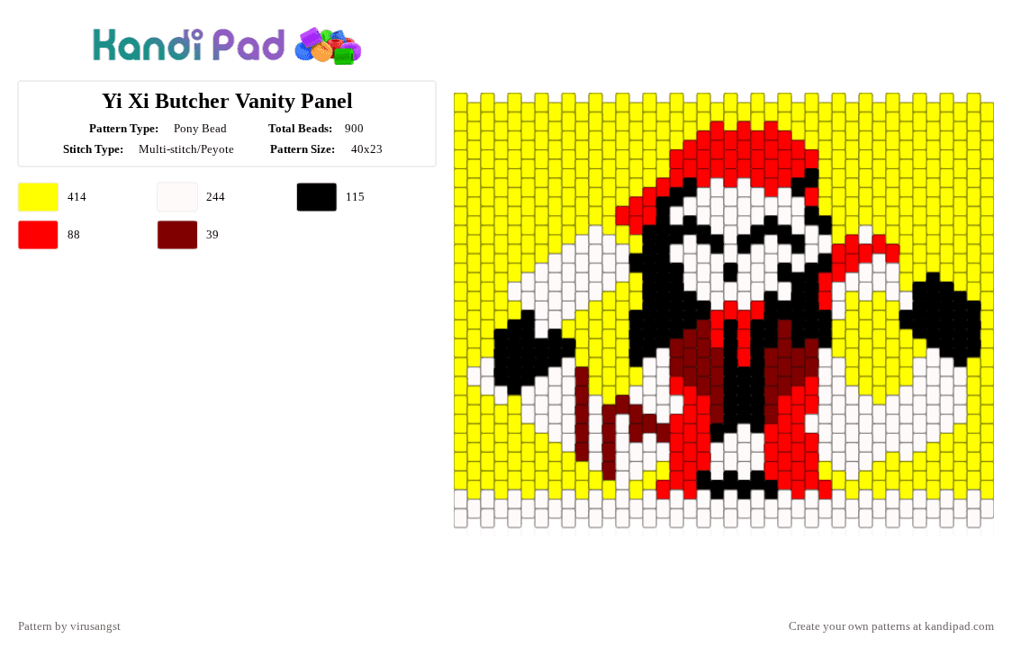 Yi Xi Butcher Vanity Front Bag Panel - Pony Bead Pattern by virusangst on Kandi Pad - yellow,butcher vanity,music,forsaken,yi xi,flavor foley