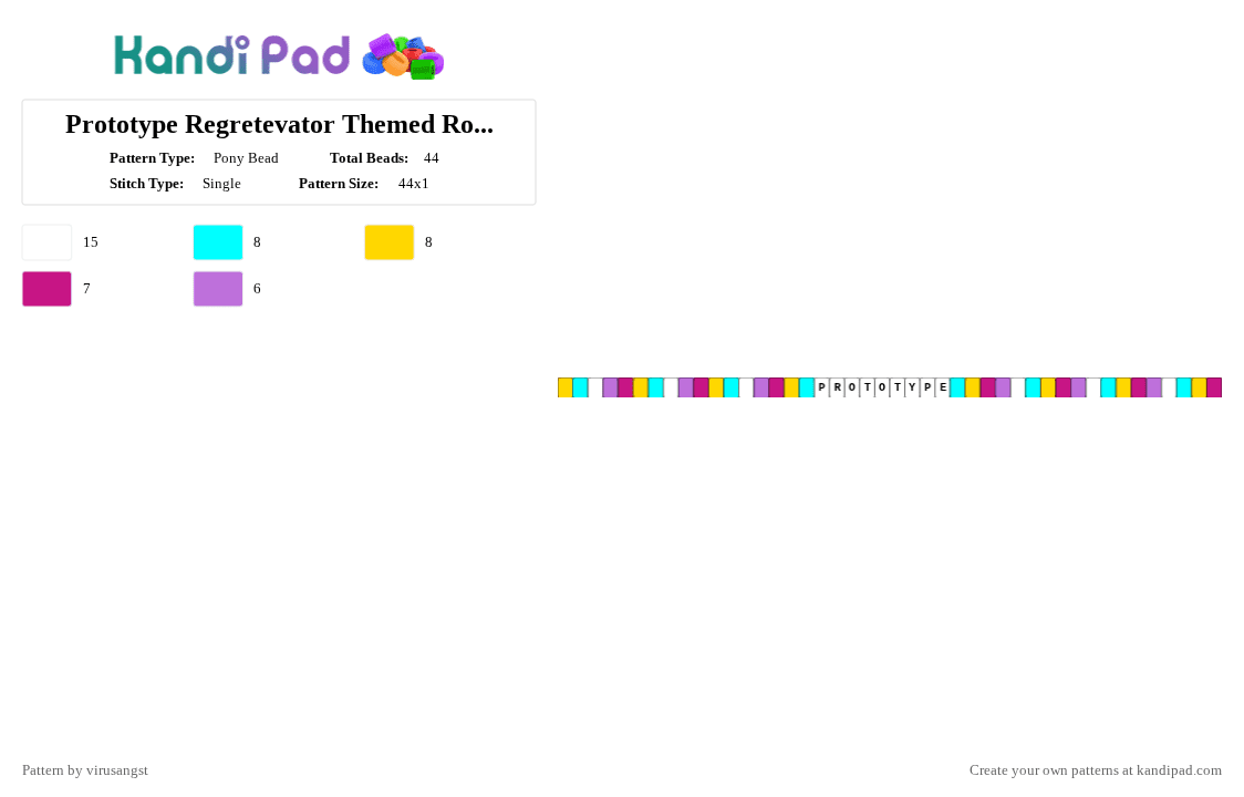 Prototype Regretevator Themed Rotator(P3) - Pony Bead Pattern by virusangst on Kandi Pad - pink,prototype,regretevator,rotator,pastel,robot,silly