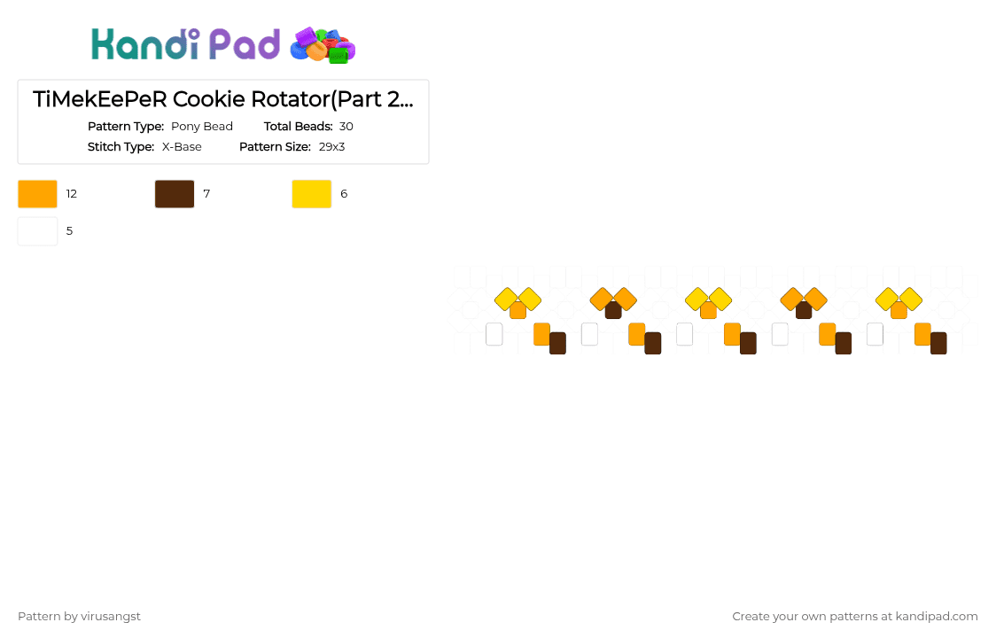 TiMekEePeR Cookie Rotator(Part 2-Spikes) - Pony Bead Pattern by virusangst on Kandi Pad - orange,timekeeper cookie,timekeeper,crk,cookie run kingdom,rotator,spikes,cookie