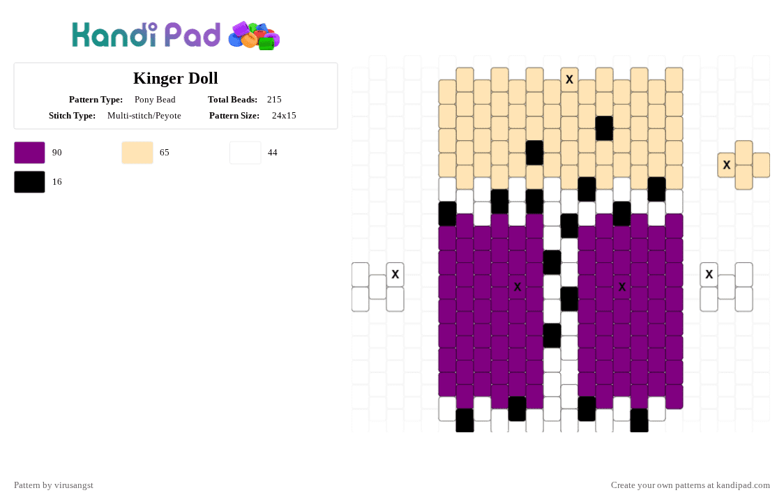 Kinger Doll - Pony Bead Pattern by virusangst on Kandi Pad - pink,beige,kinger,tadc,kinger tadc,the amazing digital circus,chess,king,doll,crazy