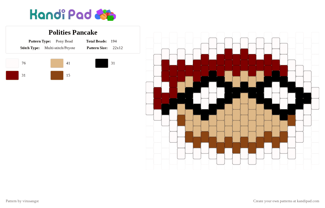 Polities Pancake - Pony Bead Pattern by virusangst on Kandi Pad - beige,brown,epic the musical,polites,polities epic the musical,pancake