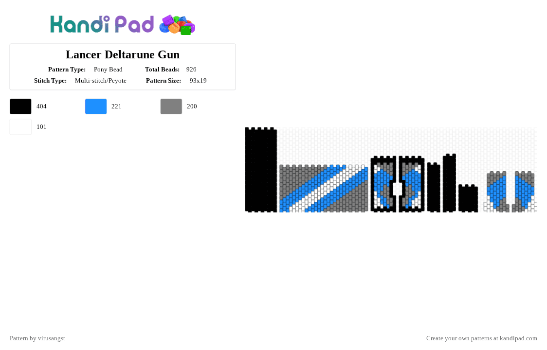 Lancer Deltarune Gun - Pony Bead Pattern by virusangst on Kandi Pad - light blue,gray