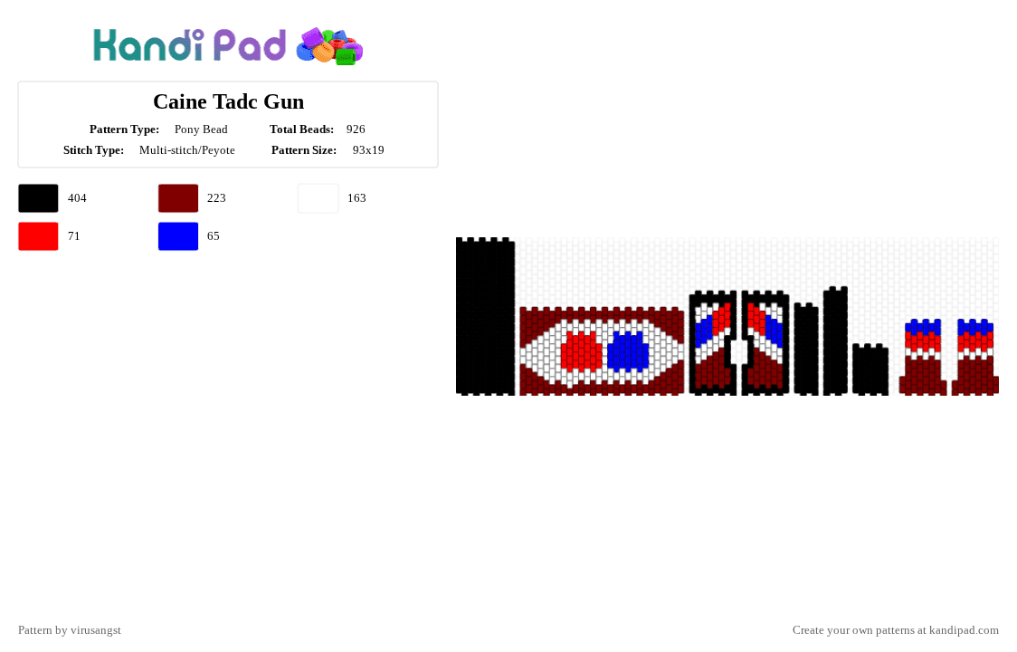 Caine Tadc Gun - Pony Bead Pattern by virusangst on Kandi Pad - brown,caine,caine tadc,tadc,the amazing digital circus,circus