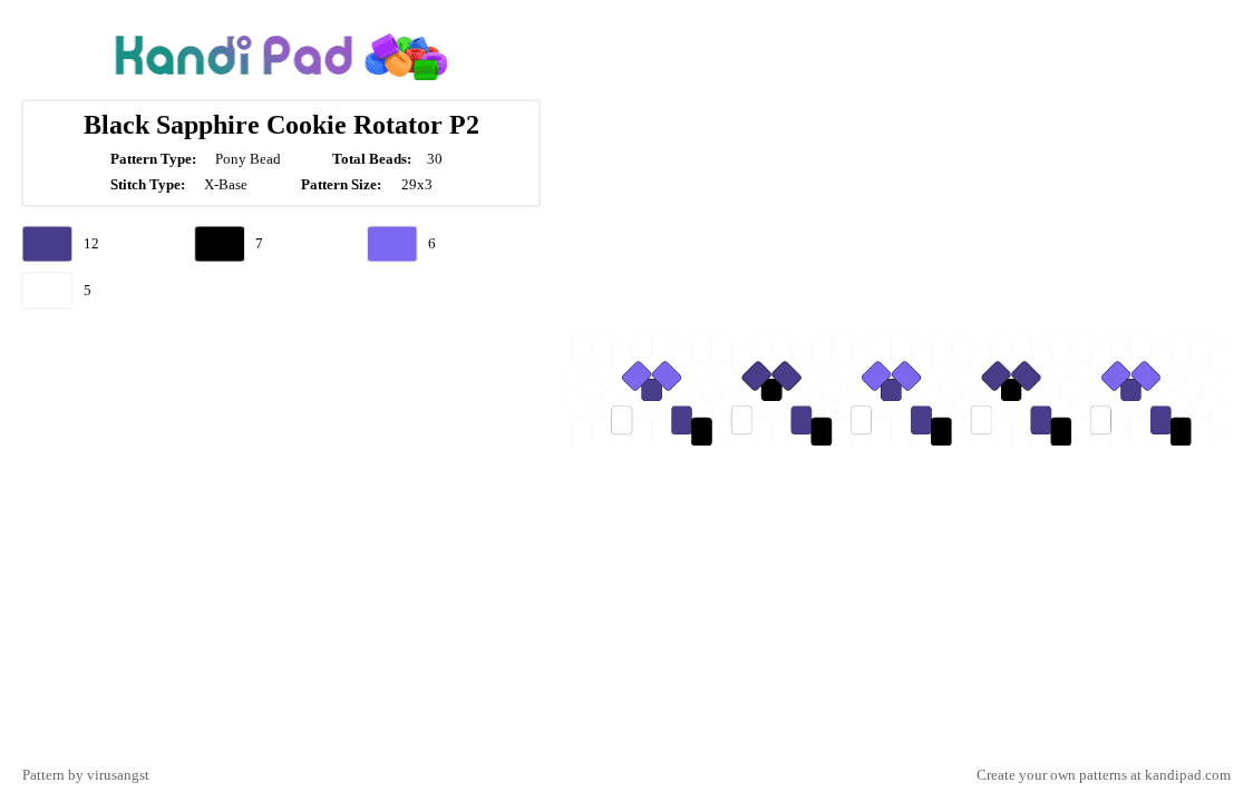 Black Sapphire Cookie Rotator P2(Spikes) - Pony Bead Pattern by virusangst on Kandi Pad - blue,purple,cookie run kingdom,crk,black sapphire cookie,black sapphire,cookie