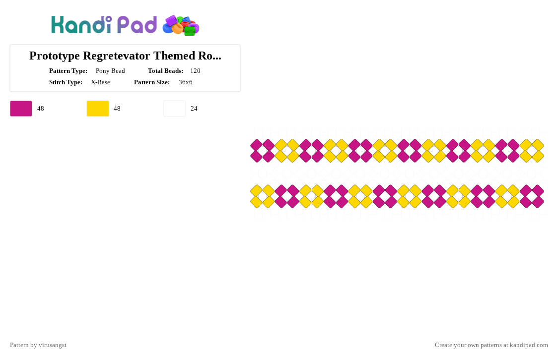 Prototype Regretevator Themed Rotator(P2) - Pony Bead Pattern by virusangst on Kandi Pad - pink,yellow,prototype,regretevator,xbase,rotator,robot,silly,pastel,gooseworx