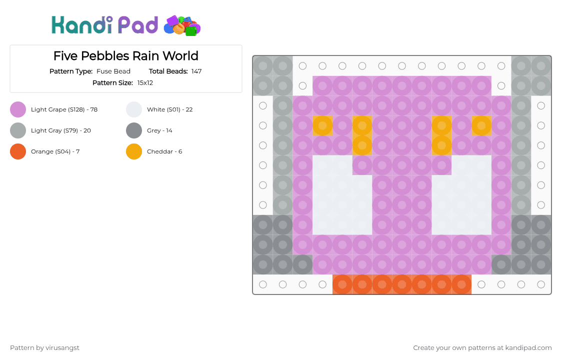 Five Pebbles Rain World - Fuse Bead Pattern by virusangst on Kandi Pad - pink,five pebbles,rain world
