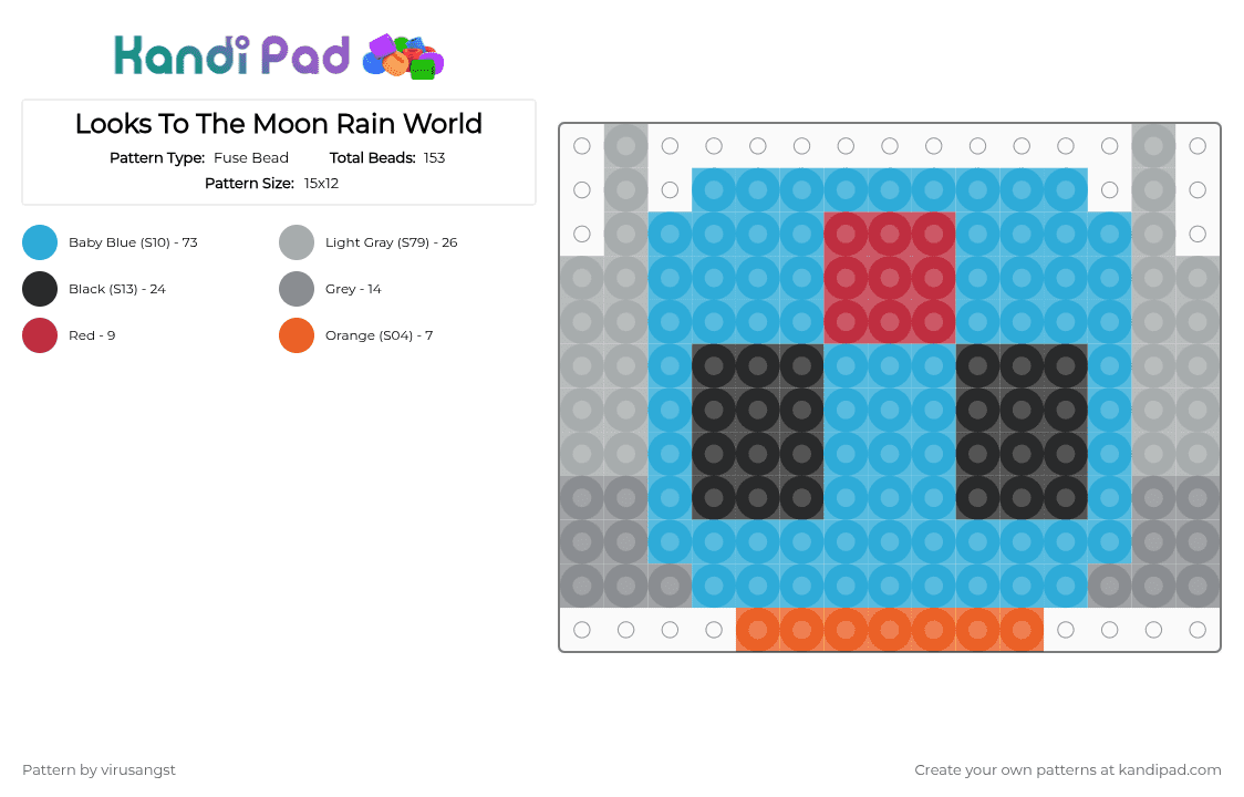 Looks To The Moon Rain World - Fuse Bead Pattern by virusangst on Kandi Pad - light blue,gray,looks to the moon,rain world