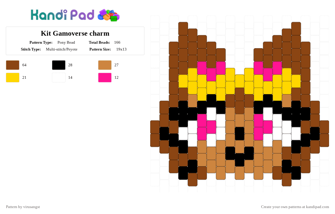 Kit Gamoverse charm - Pony Bead Pattern by virusangst on Kandi Pad - red,kit,gameoverse,kit gamoverse,charm,indie