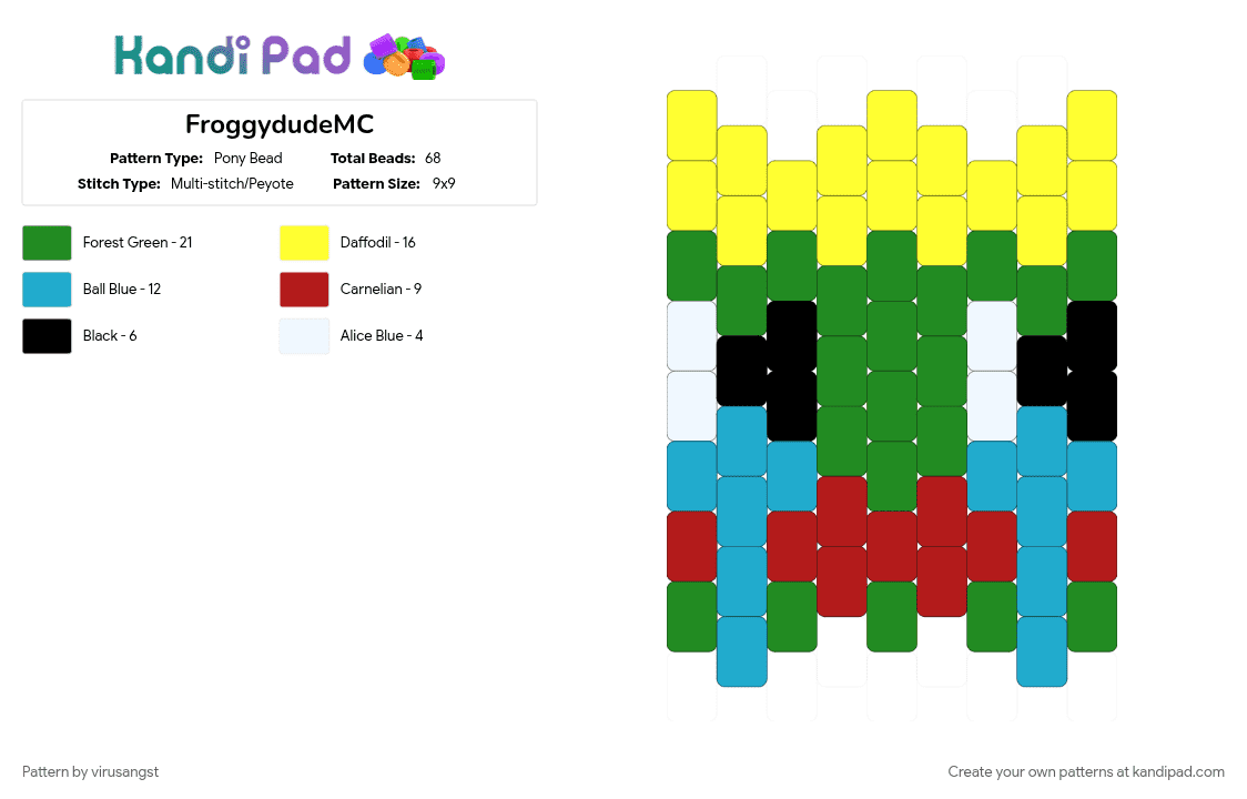 FroggydudeMC - Pony Bead Pattern by virusangst on Kandi Pad - 
