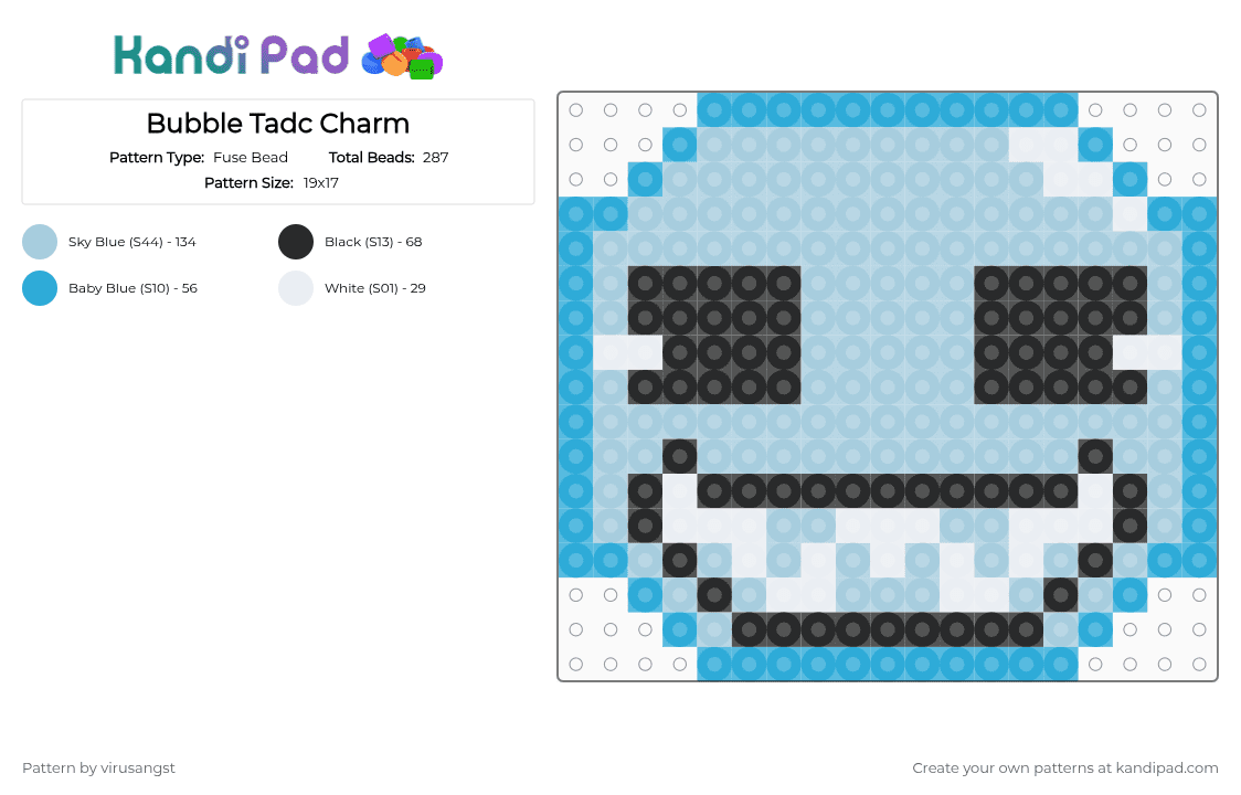 Bubble Tadc Charm - Fuse Bead Pattern by virusangst on Kandi Pad - light blue,bubble,bubble tadc,tadc,the amazing digital circus