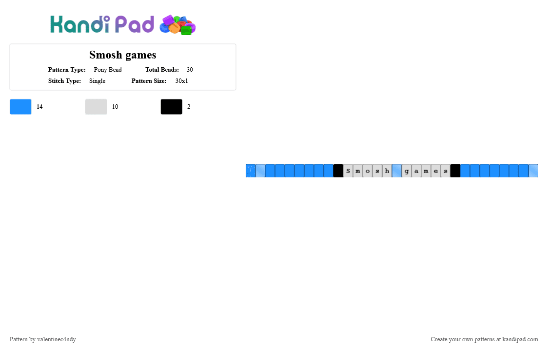 Smosh games - Pony Bead Pattern by valentinec4ndy on Kandi Pad - white,light blue,smosh,youtube,channel