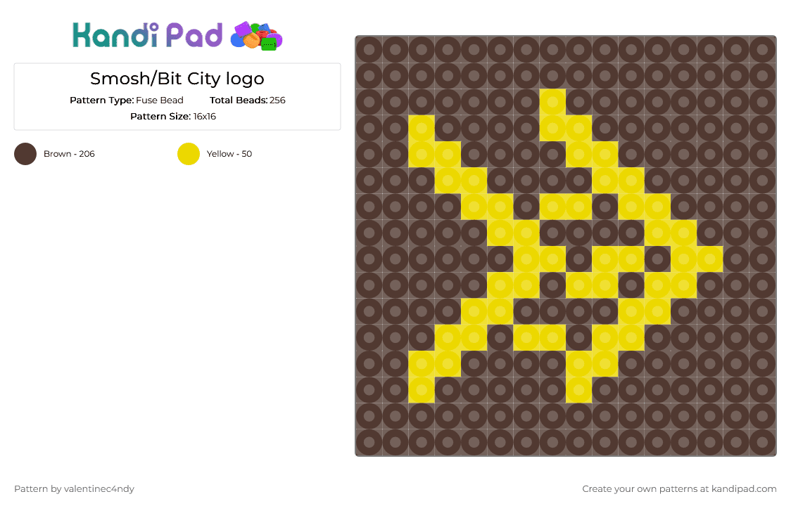 Smosh/Bit City logo - Fuse Bead Pattern by valentinec4ndy on Kandi Pad - brown,smosh,keychain,youtube,bit city,logo
