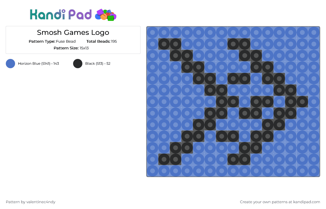 Smosh Games Logo - Fuse Bead Pattern by valentinec4ndy on Kandi Pad - black,blue,smosh,youtube,logo