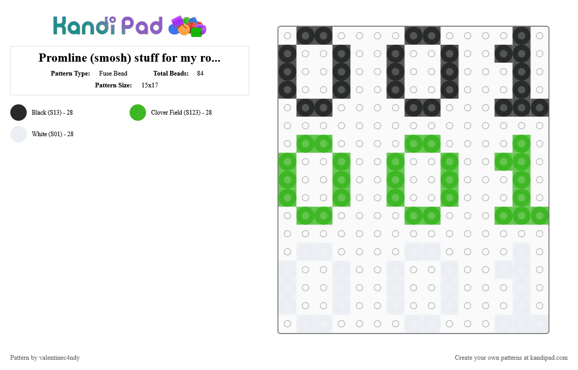 Promline (smosh) stuff for my rotator - Fuse Bead Pattern by valentinec4ndy on Kandi Pad - green,white