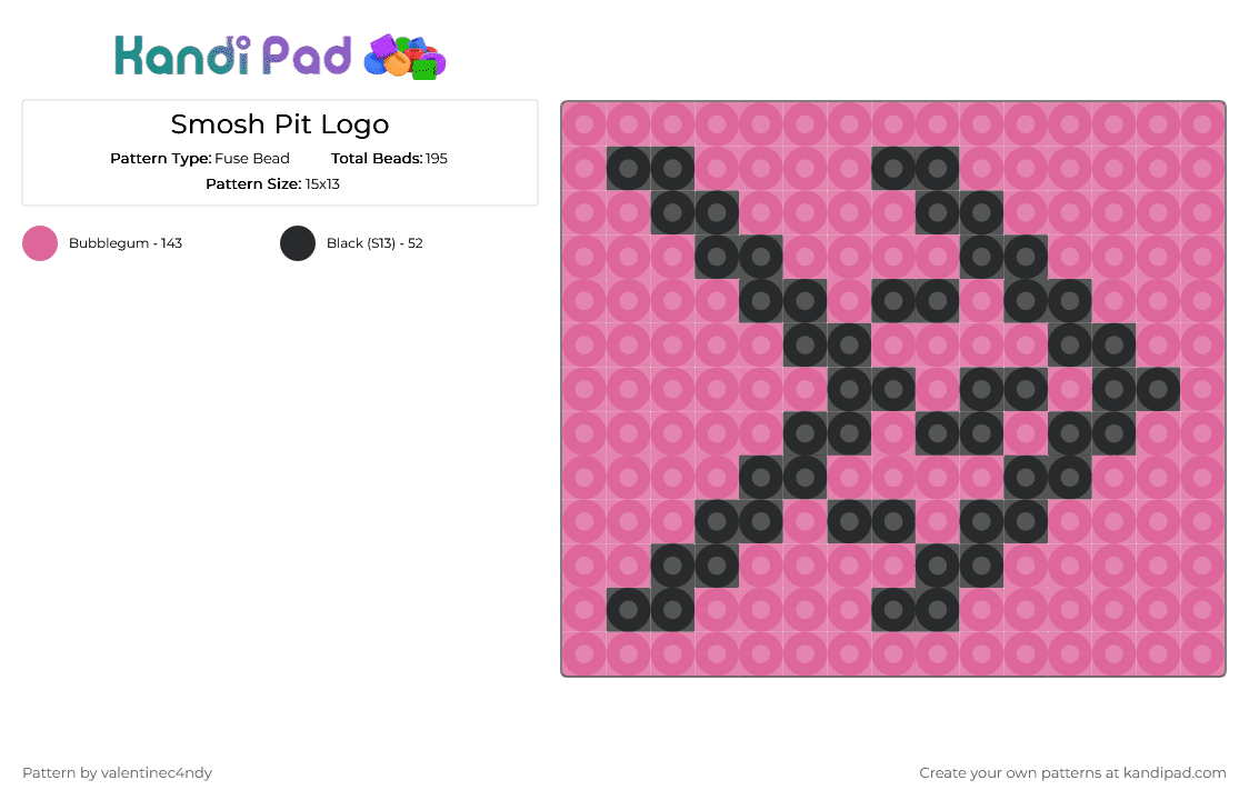 Smosh Pit Logo - Fuse Bead Pattern by valentinec4ndy on Kandi Pad - black,pink