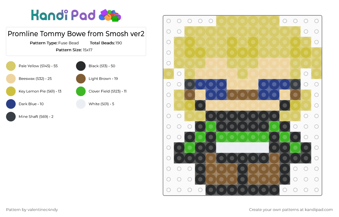Promline Tommy Bowe from Smosh ver2 - Fuse Bead Pattern by valentinec4ndy on Kandi Pad - yellow,beige,smosh,youtube,music