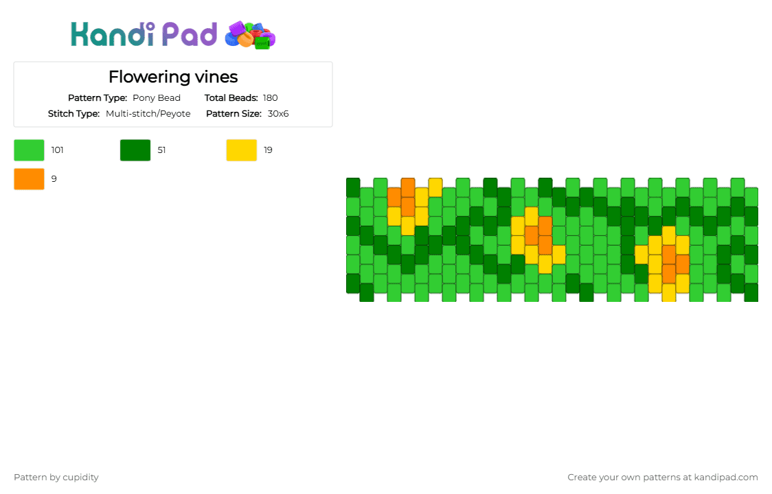 Flowering vines - Pony Bead Pattern by cupidity on Kandi Pad - green