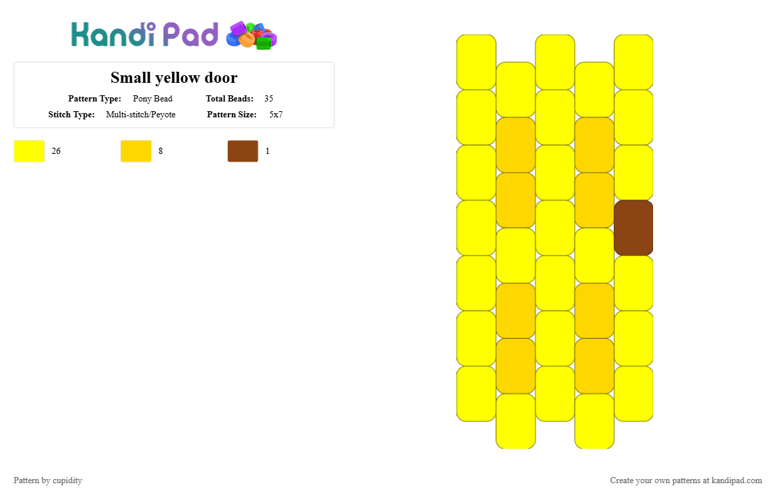Small yellow door - Pony Bead Pattern by cupidity on Kandi Pad - yellow