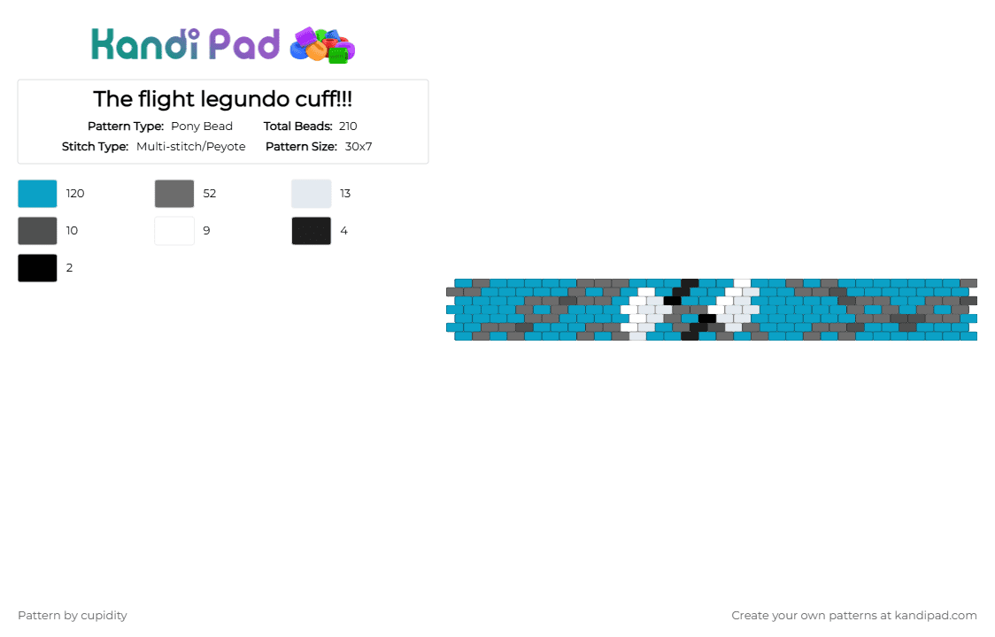 The flight legundo cuff!!! - Pony Bead Pattern by cupidity on Kandi Pad - gray,light blue