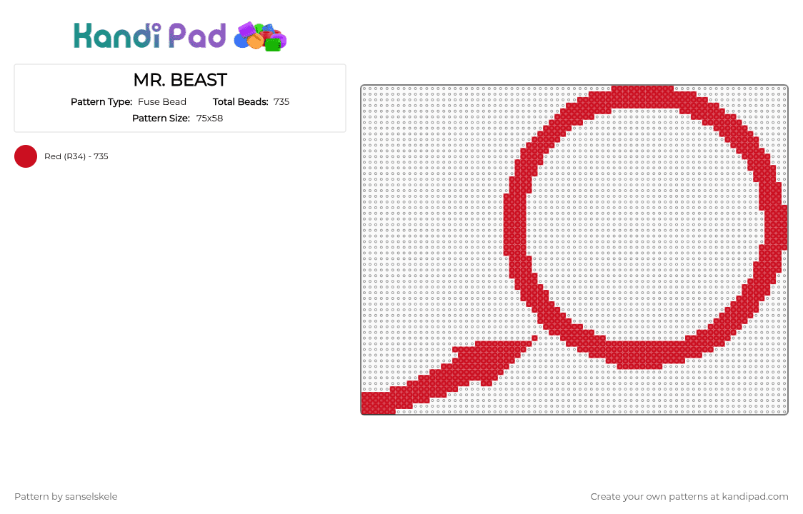 MR. BEAST - Fuse Bead Pattern by sanselskele on Kandi Pad - red