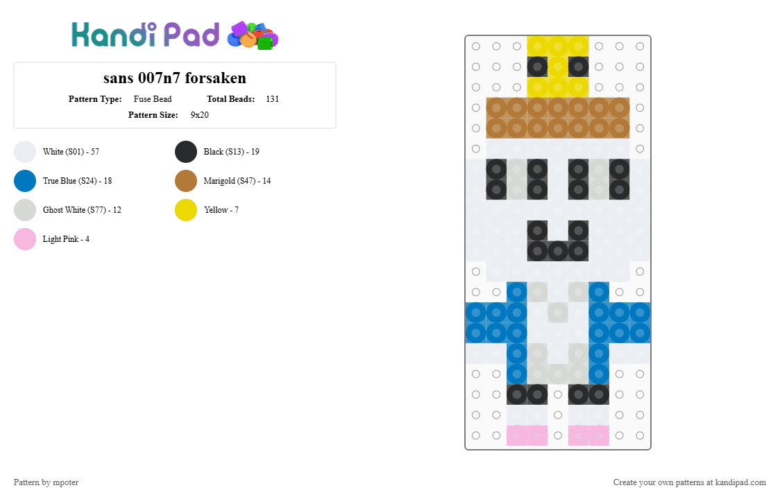 sans 007n7 forsaken - Fuse Bead Pattern by mpoter on Kandi Pad - blue, tan, white