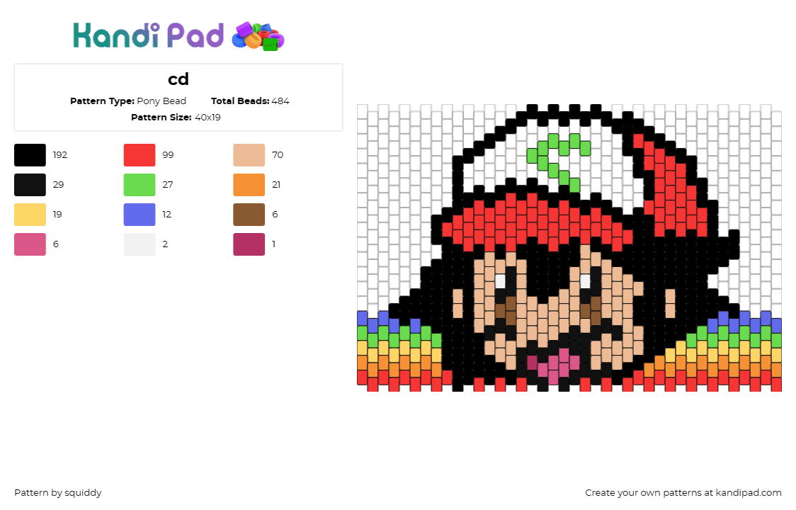 cd - Pony Bead Pattern by squiddy on Kandi Pad - ash ketchum,pokemon,character,rainbow,gaming,colorful,red,tan