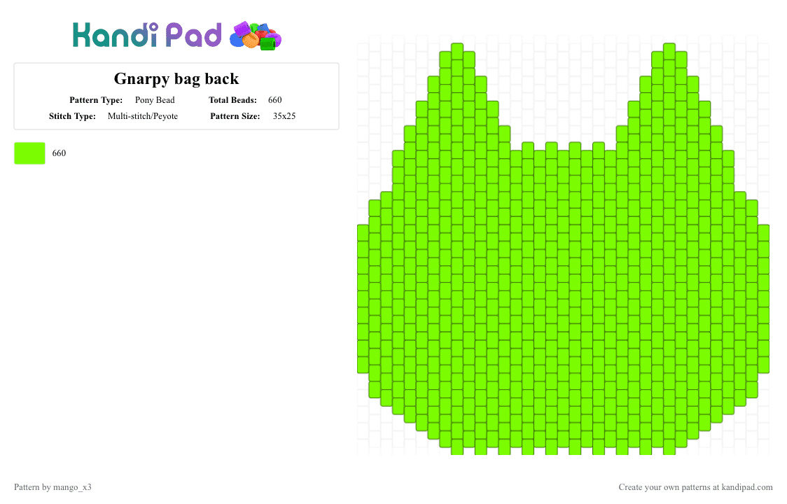 Gnarpy bag back - Pony Bead Pattern by mango_grass_x3 on Kandi Pad - green,gnarpy,bag,yellow