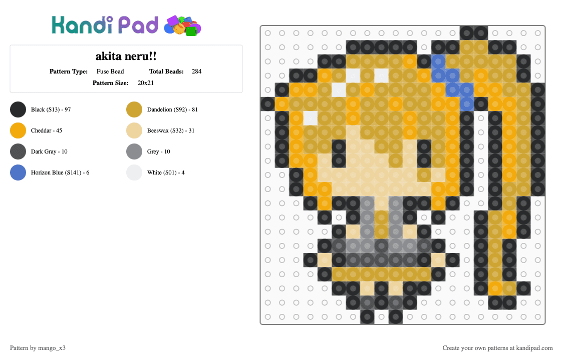 akita neru!! - Fuse Bead Pattern by mango_grass_x3 on Kandi Pad - orange,vocaloid,grey,gray,triple baka