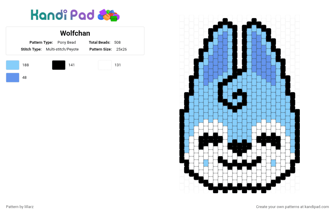Wolfchan - Pony Bead Pattern by lillarz on Kandi Pad - light blue,white,wolfchan,bangchan,straykids,skzoo