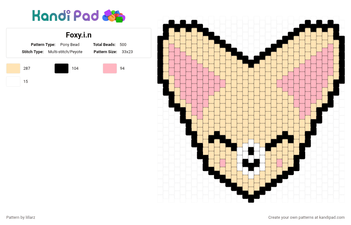 Foxy.i.n - Pony Bead Pattern by lillarz on Kandi Pad - beige, foxyin, in, skzoo, straykids