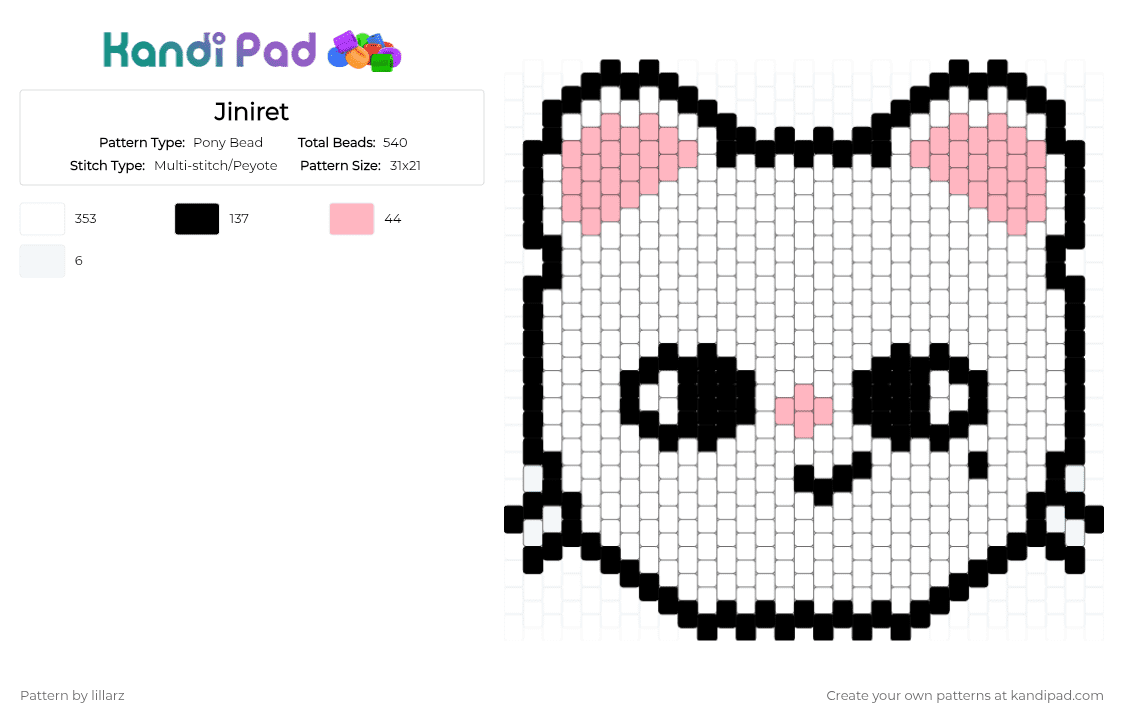 Jiniret - Pony Bead Pattern by lillarz on Kandi Pad - jiniret, kpop, skzoo, straykids, white