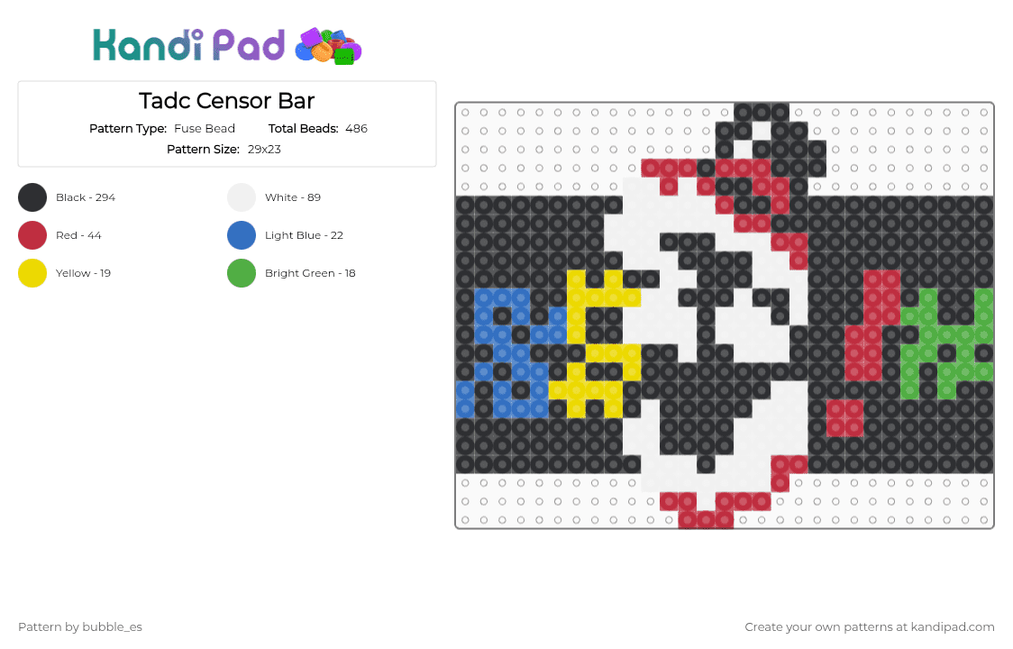 Tadc Censor Bar - Fuse Bead Pattern by bubble_es on Kandi Pad - black, caine, censor bar, red, tadc, white