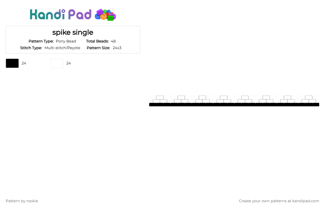 spike single - Pony Bead Pattern by rookie on Kandi Pad - black,white