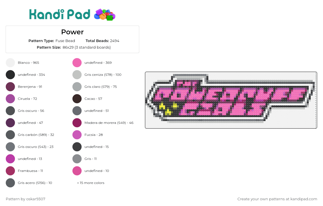 Power - Fuse Bead Pattern by oskar9307 on Kandi Pad - powerpuff girls,logo,cartoon,nostalgic,vibrant,animation,pink,black