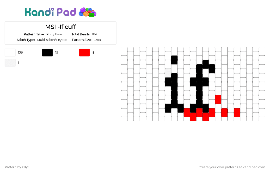 MSI -If cuff - Pony Bead Pattern by zilly3 on Kandi Pad - white