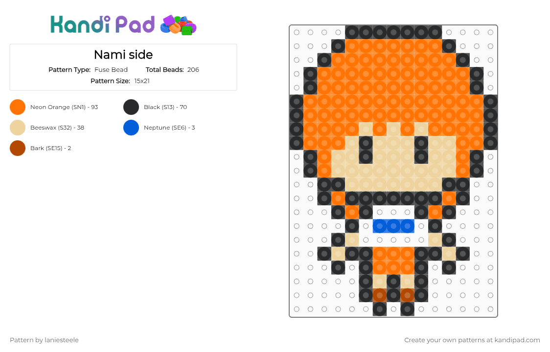 Nami side - Fuse Bead Pattern by laniesteele on Kandi Pad - orange,beige