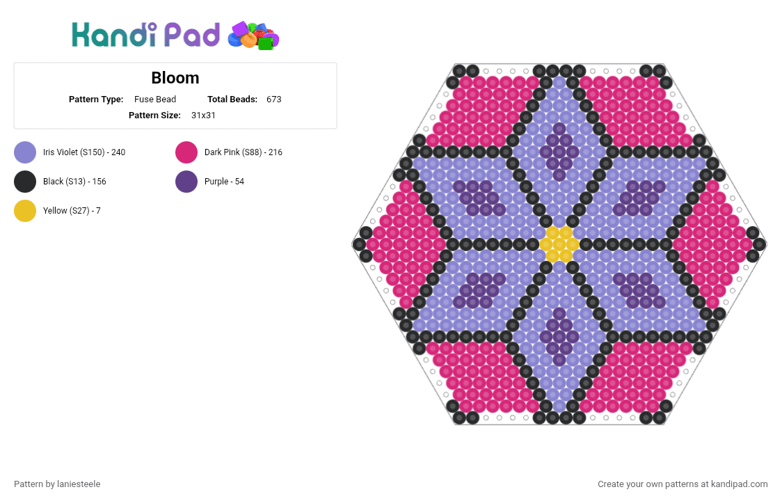 Bloom - Fuse Bead Pattern by laniesteele on Kandi Pad - pink,blue