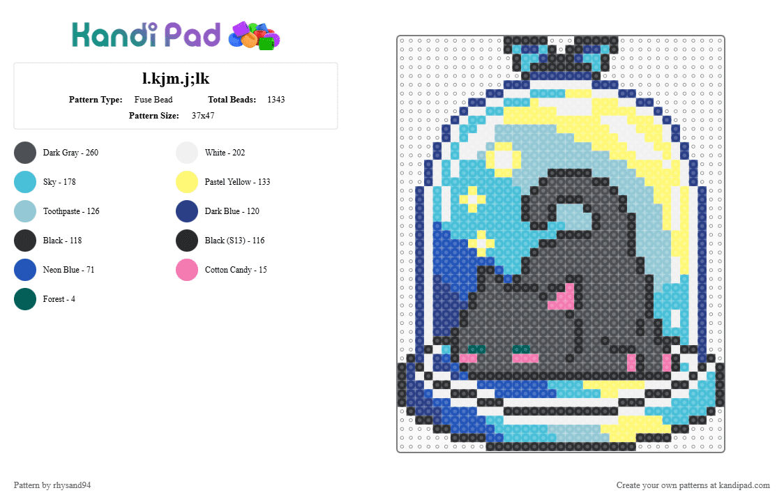 l.kjm.j;lk - Fuse Bead Pattern by rhysand94 on Kandi Pad - gray,blue,light blue