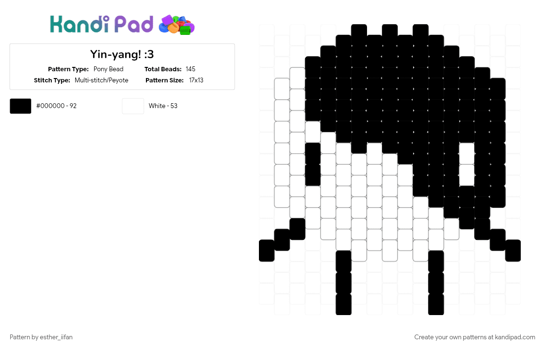 Yin-yang! :3 - Pony Bead Pattern by esther_iifan on Kandi Pad - black, white