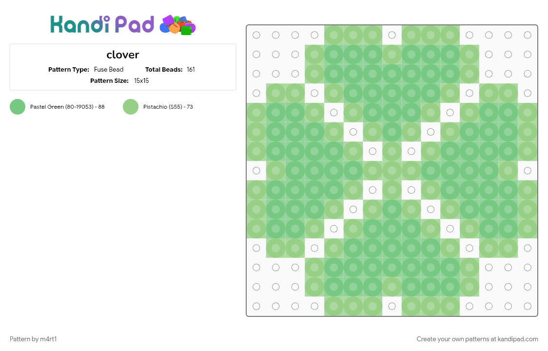 clover - Fuse Bead Pattern by m4rt1 on Kandi Pad - clover, teal