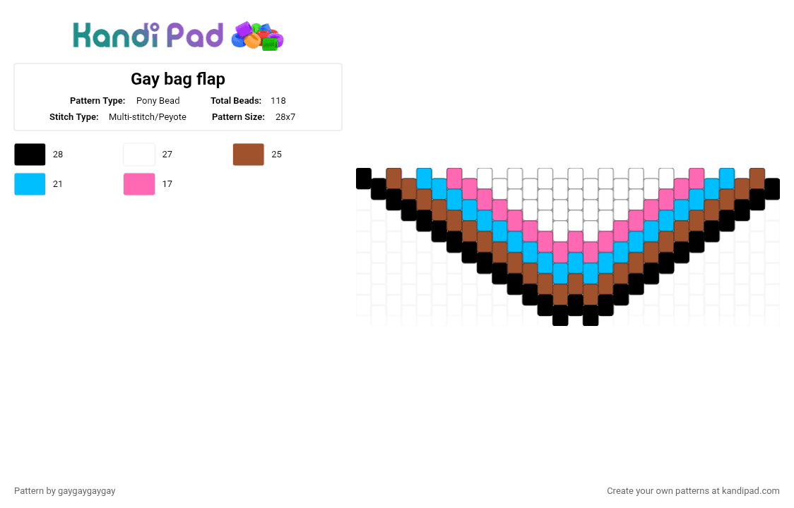 Gay bag flap - Pony Bead Pattern by gaygaygaygay on Kandi Pad - red,light blue