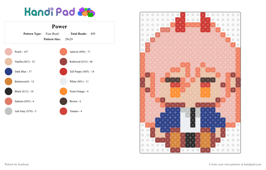 Power - Fuse Bead Pattern by leasbean on Kandi Pad - orange,beige,anime,chainsaw man
