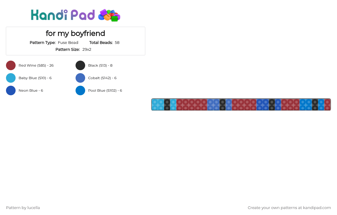 for my boyfriend - Fuse Bead Pattern by s1llypers0n on Kandi Pad - 