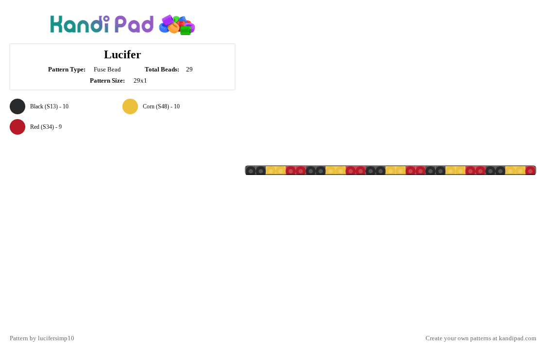 Lucifer - Fuse Bead Pattern by s1llypers0n on Kandi Pad - yellow,red