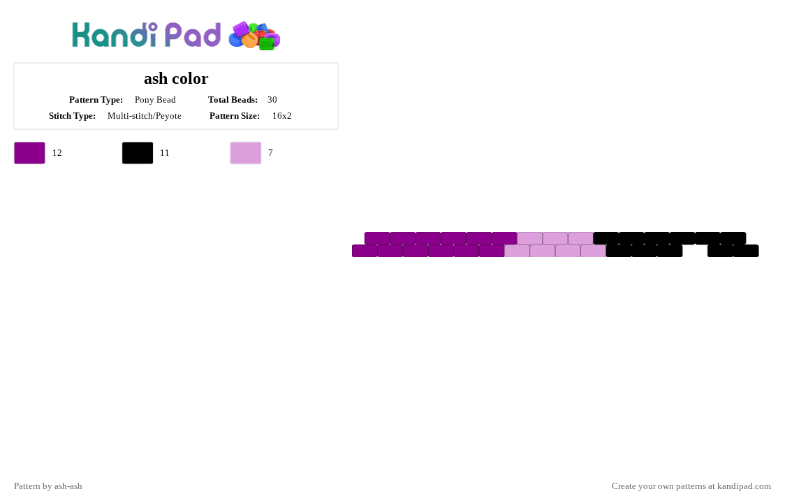 ash color - Pony Bead Pattern by s1llypers0n on Kandi Pad - 