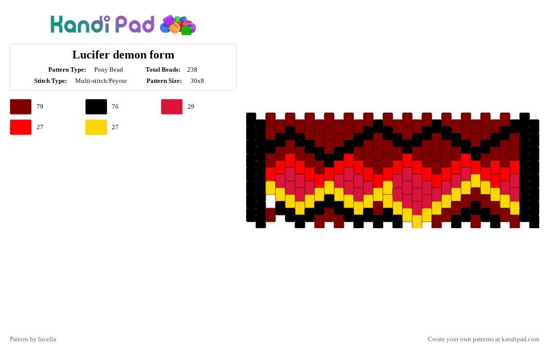 Lucifer demon form - Pony Bead Pattern by s1llypers0n on Kandi Pad - red,brown