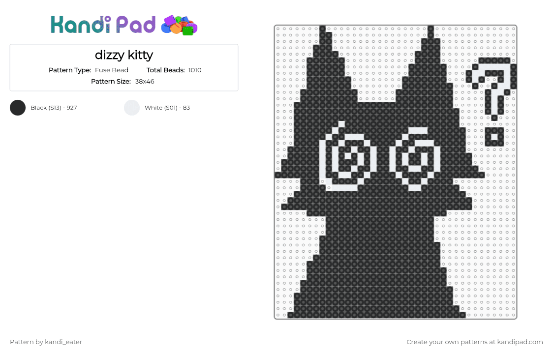 dizzy kitty - Fuse Bead Pattern by kandi_eater on Kandi Pad - black,cat,kitty,dizzy