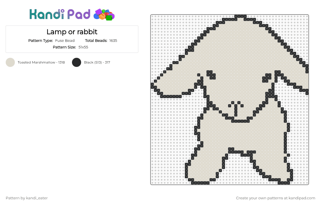 Lamp or rabbit - Fuse Bead Pattern by kandi_eater on Kandi Pad - beige