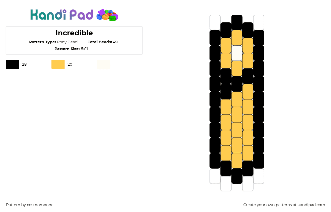 Incredible - Pony Bead Pattern by cosmomoone on Kandi Pad - incredibles,disney,i,logo,superhero,animated,adventure,family,movie,emblem,black